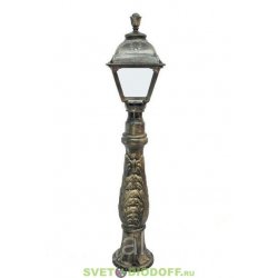 Уличный фонарь столб Fumagalli Lafet/Cefa античная бронза/опал 1,07м 1xE27 LED-FIL с лампой 800Lm, 2700К