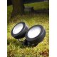 Светильник светодиодный грунтовый 20вт Fumagalli TOMMY SPIKE 2L черный, полупрозрачный 2XGX53 LED с лампами 10W