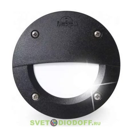 Светильник уличный (подсветка ступеней, отмоски, стен) FUMAGALLI EXTRALETI 100 Round-EL LED черный/опал 1xGX53 LED с лампой 3W