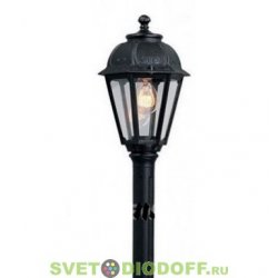 Столб фонарный уличный Fumagalli RICU/SABA черный, прозрачный плафон 2,31м 1xE27 LED-FIL с лампой 800Lm, 2700К