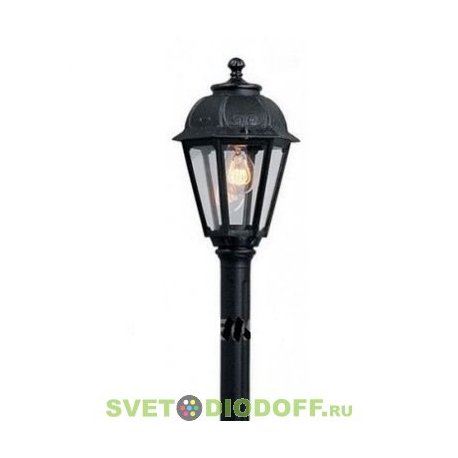 Столб фонарный уличный Fumagalli Mizarr/SABA черный прозрачный плафон 1,11м 1xE27 LED-FIL с лампой 800Lm, 2700К