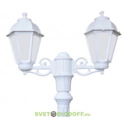 Столб фонарный уличный Fumagalli RICU BISSO/SABA 2L белый, опаловый плафон 2,25м 1xE27 LED-FIL с лампой 800Lm, 2700К