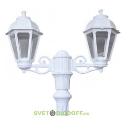 Столб фонарный уличный Fumagalli RICU BISSO/SABA 2L белый, прозрачный плафон 2,25м 1xE27 LED-FIL с лампой 800Lm, 2700К