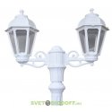 Столб фонарный уличный Fumagalli RICU BISSO/SABA 2L белый, прозрачный плафон 2,34м 1xE27 LED-FIL с лампой 800Lm, 2700К