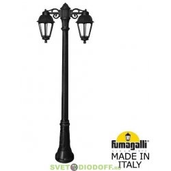 Столб фонарный уличный Фумагалли ARTU BISSO/SABA 2L DL черный, прозрачный, 1,6м., 2xE27 LED-FIL с лампами 800Lm, 2700К