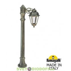 Столб фонарный уличный Фумагалли ALOE BISSO/SABA 1L античная бронза, прозрачный, 1,20м., 1xE27 LED-FIL с лампами 800Lm, 2700К