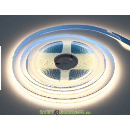 Лента светодиодная DeFran COB-320LED/м 6500К 12В 1000Лм 10Вт/м 5м*8мм IP33, Холодно Белая