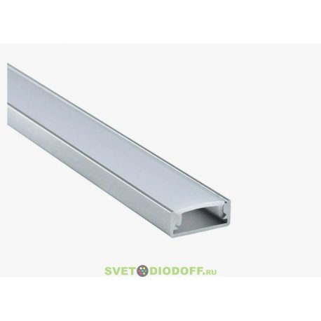 Профиль для светодиодной ленты накладной легкий, 16.3*7*2000мм +PC полуматовый+заглушки