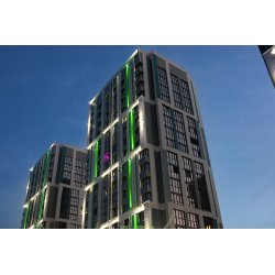 Фасадный односторонний светодиодный светильник Акцент 15Вт, ЗЕЛЕНЫЙ, линза 15 градусов