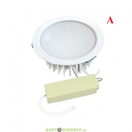 Встраиваемый светодиодный светильник Даунлайт аварийный 50 L, 50Вт, 6800Лм, 5000К Яркий Дневной, Опал, 224×180х90мм