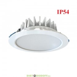 Встраиваемый светодиодный светильник Даунлайт влагозащищенный IP54 40 L, 40Вт, 5120Лм, 3000К Теплый, Опал, 224×180х80мм