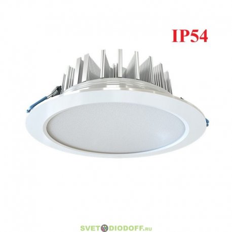 Встраиваемый светодиодный светильник влагозащищенный IP54 Даунлайт 25 L, 25Вт, 2790Лм, 3000К Теплый, Опал, 224×180х42мм