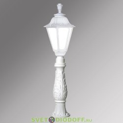 Столб фонарный уличный Fumagalli Lafet/Rut белый, матовый 1,1м 1xE27 LED-FIL с лампой 800Lm, 2700К IAFET.R