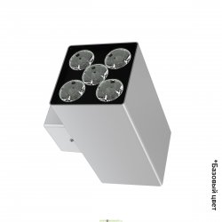 Фасадный двухсторонний светильник Акцент Куб ДУО 30Вт, 3000Лм, 5000К, оптика узкая 5°, IP67, Скрытый монтаж, 220×150×105