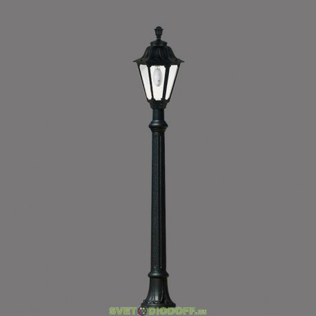 Столб фонарный уличный Fumagalli Aloe/Rut черный, прозрачный 1,5м 1xE27 LED-FIL с лампой 800Lm, 2700К