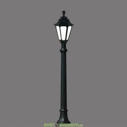 Столб фонарный уличный Fumagalli Aloe/Rut черный, матовый 1,5м 1xE27 LED-FIL с лампой 800Lm, 2700К