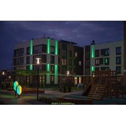 Фасадный односторонний светодиодный светильник Акцент 12Вт, ЗЕЛЕНЫЙ, линза 10 градусов, IP67