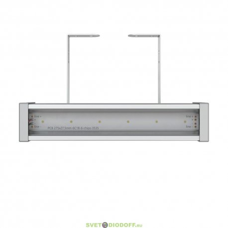 Линейный фасадный низковольтный светильник Барокко 6Вт, 830Лм, 48В DC. CRI80 , 5000К Яркий дневной, Прозрачный, 300мм