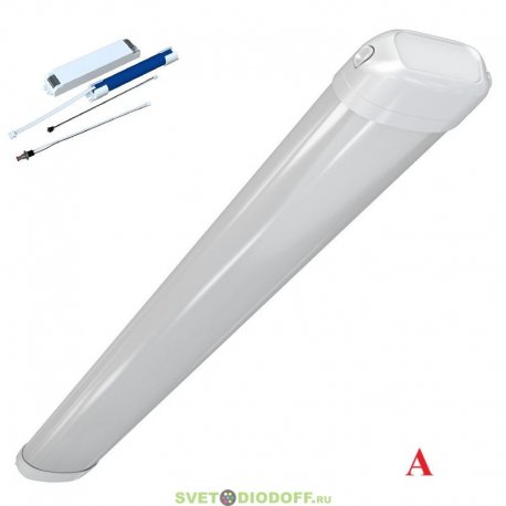 Аварийный линейный светильник «Айсберг Нео» ЭКО CRI80 75Вт, 10850Лм, 5000К Яркий дневной, IP65, Опал, 1500мм, БАП (5Вт 1,5час.)