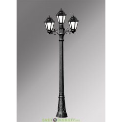 Столб фонарный садовый уличный Fumagalli Artu Bisso/Anna 2+1L черный, молочный 1,98м 3xE27 LED-FIL с лампами 800Lm, 4000К