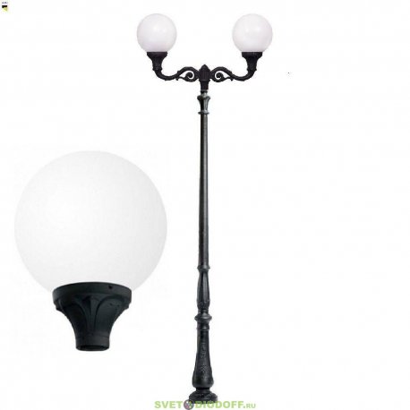 Столб фонарный уличный Fumagalli TABOR ADAM/Globe 300 2+1 L черный, плафон шар молочный 3.4м