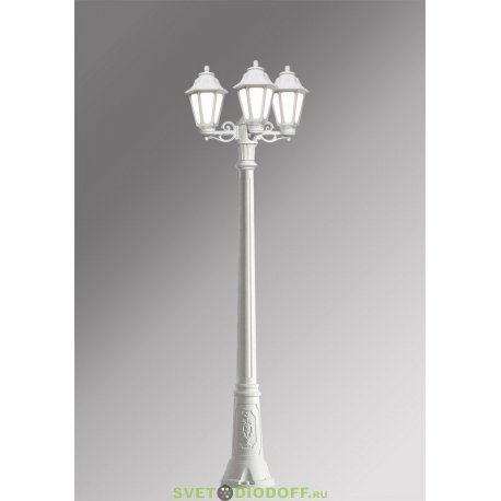 Столб фонарный уличный Fumagalli Artu Bisso/Anna 3L белый, прозрачный 1.85м 3xE27 LED-FIL с лампами 800Lm, 4000К