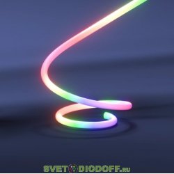 Гибкий неон круглый LP 2835, 120 Led, IP65, 220V, 14мм МУЛЬТИЦВЕТ RGB