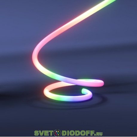 Гибкий неон круглый LP 2835, 120 Led, IP65, 220V, 14мм МУЛЬТИЦВЕТ RGB