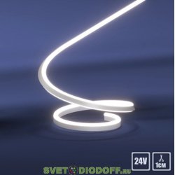 Гибкий неон LUX&nbsp;LP 2835, 120 Led, IP65, 24V, 8х16 мм,&nbsp;Белый 6500K, рез 1см