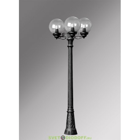 Столб фонарный уличный Fumagalli Gigi Bisso/GLOBE 250 3L черный, шар прозрачный 2,2м