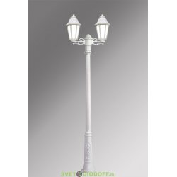 Столб фонарный уличный Fumagalli Ricu Bisso/Rut 2L белый, молочный 2,5м 2xE27 LED-FIL с лампами 800Lm, 2700К