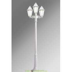 Столб фонарный уличный Fumagalli Ricu Bisso/Rut 2+1L белый, матовый 2,6м 3xE27 LED-FIL с лампами 800Lm, 2700К