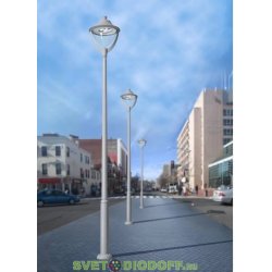 Столб фонарный уличный Fumagalli EKTOR4000/BEPPE400 с лампой 5000Лм, серый/прозрачный 4.6м