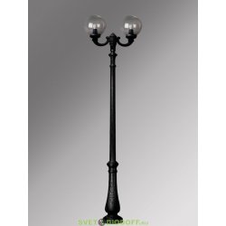 Столб фонарный уличный Fumagalli Nebo Ofir/Globe 300 черный, плафон шар дымчатый 2,9м