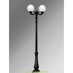 Столб фонарный уличный Fumagalli Nebo Ofir/Globe 300 черный, плафон шар молочный 2,9м