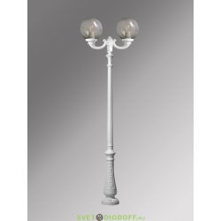 Столб фонарный уличный Fumagalli Nebo Ofir/Globe 300 белый, плафон шар дымчатый 2,9м