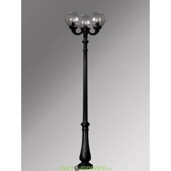 Столб фонарный уличный Fumagalli Nebo Ofir/Globe 300 3L черный, плафон шар дымчатый 2,9м