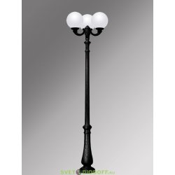 Столб фонарный уличный Fumagalli Nebo Ofir/Globe 300 3L черный, плафон шар молочный 2,9м