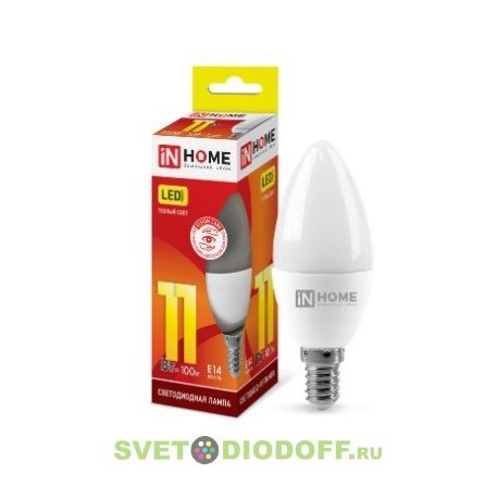 Лампа светодиодная LED-СВЕЧА-VC 11Вт 230В Е14 3000К 820Лм IN HOME