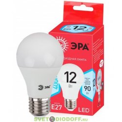Лампа светодиодная ECO LED A60-12W-840-E27 ЭРА (диод, груша, 12Вт, нейтр, E27)