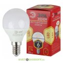 Лампа светодиодная ECO LED P45-6W-827-E14 ЭРА (диод, шар, 6Вт, тепл, E14)