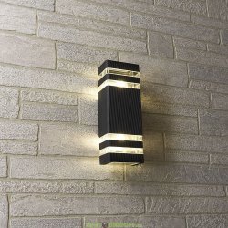 Светильник садово-парковый фасадный Техно серии «Сеул», на стену вверх/вниз, DH0807, E27 230V, черный