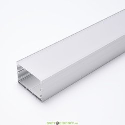 Профиль алюминиевый накладной "Линии света", серебро, в комплекте 2 заглушки + экран + 4 крепежа, 2000*50*35мм