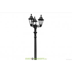 Столб фонарный уличный Fumagalli TABOR BISSO/RUT 3L черный, прозр., 2xE27 LED-FIL с лампами 800Lm, 2700К 3,40м