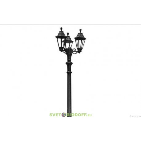 Столб фонарный уличный Fumagalli TABOR BISSO/RUT 2L черный, прозр., 2xE27 LED-FIL с лампами 800Lm, 2700К 3,40м
