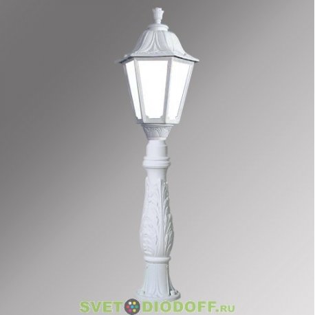 Столб фонарный садовый уличный Fumagalli LAFET/Noemi белый, матовый, 1xE27 LED-HIP с лампой 1500Lm, 3000К, 1,2м IAFET.R