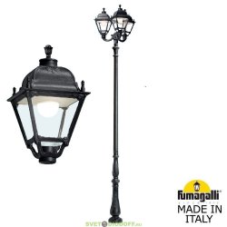 Уличный столб фонарь HOREB OFIR/SIMON 3L чёрный, прозр., 3xE27 LED-HIP с лампами 5000Lm, 4000К, 4,1м.п.