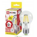 Лампа светодиодная LED-A60-deco 5Вт 230В Е27 4000К 450Лм прозрачная IN HOME