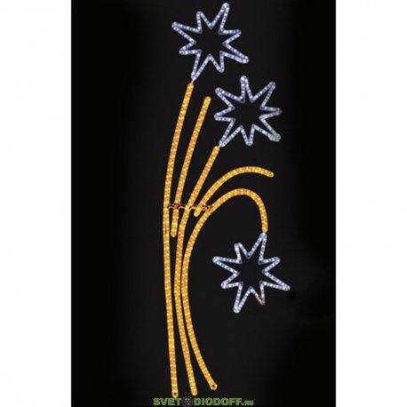 Фигура из дюралайта на столб "Фейерверк-звездопад" LED 175х85см 52Вт 220В IP54 бел./желт