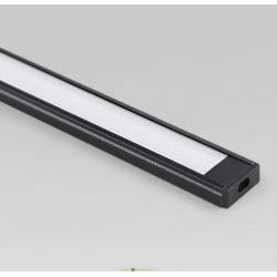 Узкий алюминиевый профиль для светодиодной ленты SD-261В2W, анодированный 2000х15,2х6мм, экран матовый+заглушки+3крепл черный